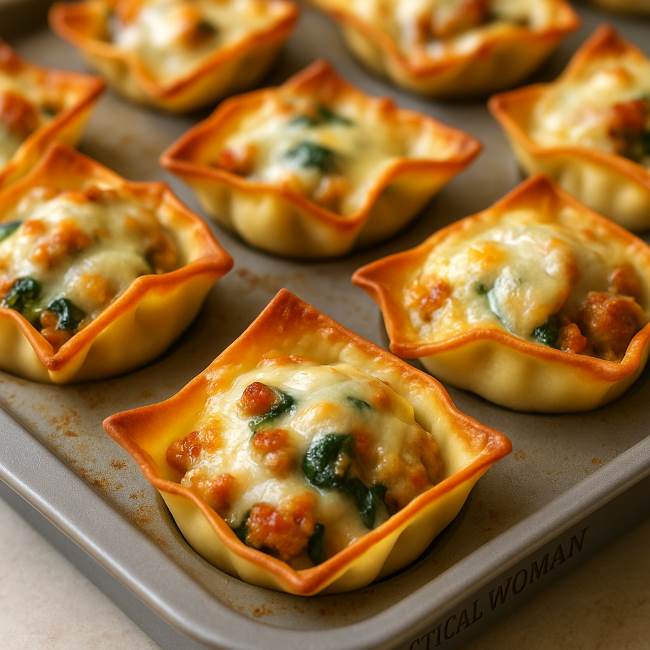Sausage & Cheese Wonton Bites Recipe