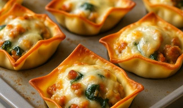 Sausage & Cheese Wonton Bites Recipe